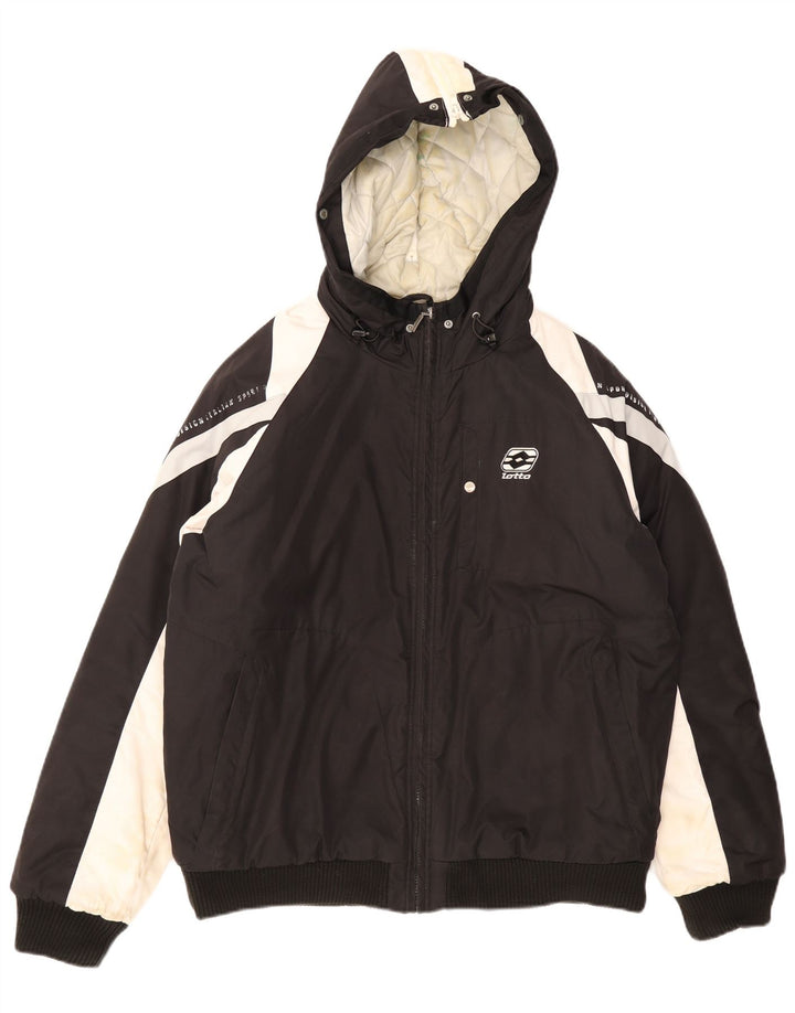 Lotto Chaqueta acolchada con capucha para hombre UK 40 Large Poliéster color negro