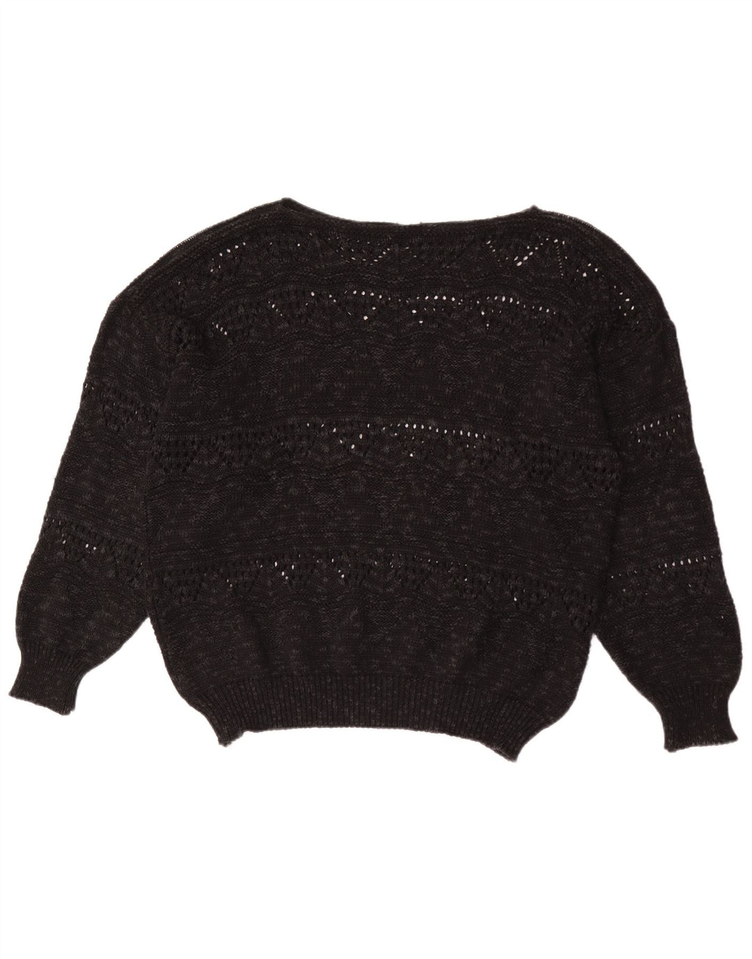 Vintage mujer barco cuello jersey suéter EU 40 medio negro geométrico
