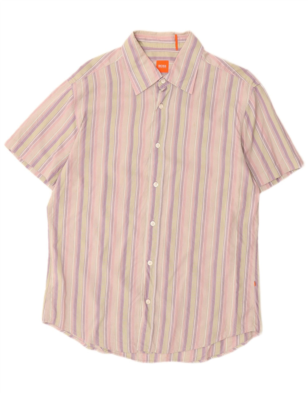 Camisa Hugo Boss Hombre Manga Corta Algodón Rayas Multicolor Grande