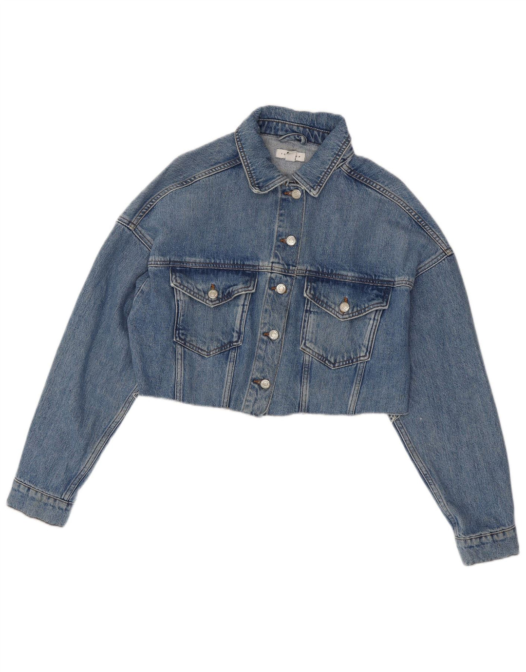 Topshop Chaqueta vaquera corta extragrande para mujer UK 10 Small Blue Cotton
