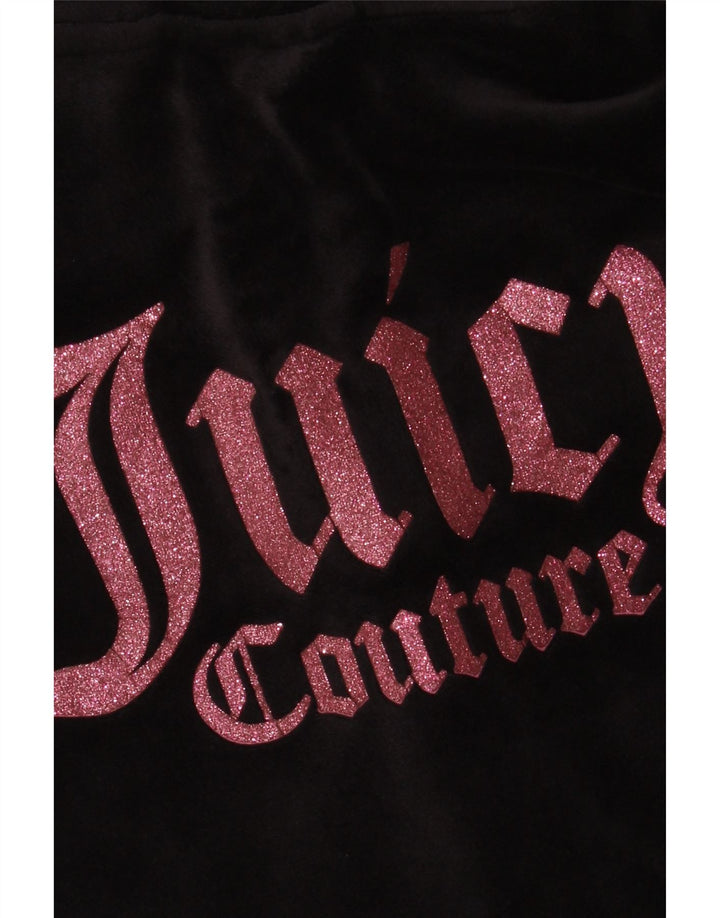 JUICY COUTURE Suéter con capucha y cremallera gráfica para niñas 9-10 años Negro