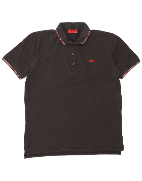 HUGO BOSS Polo para hombre grande de algodón negro