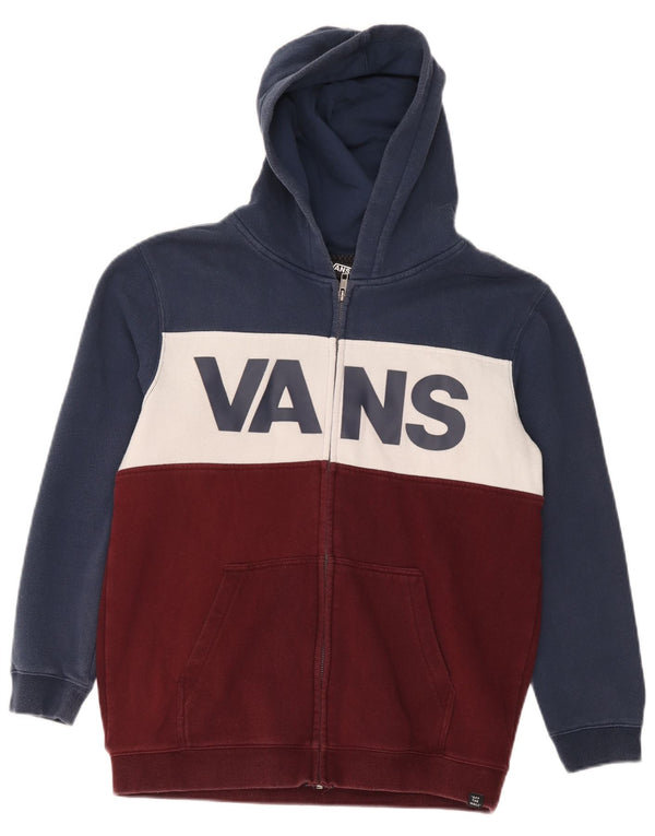 Vans Sudadera con capucha y cremallera gráfica para mujer UK 40 XL Azul marino Colorblock