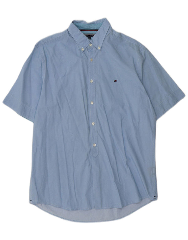 Camisa Tommy Hilfiger New York Fit de manga corta para hombre, talla grande, con lunares azules