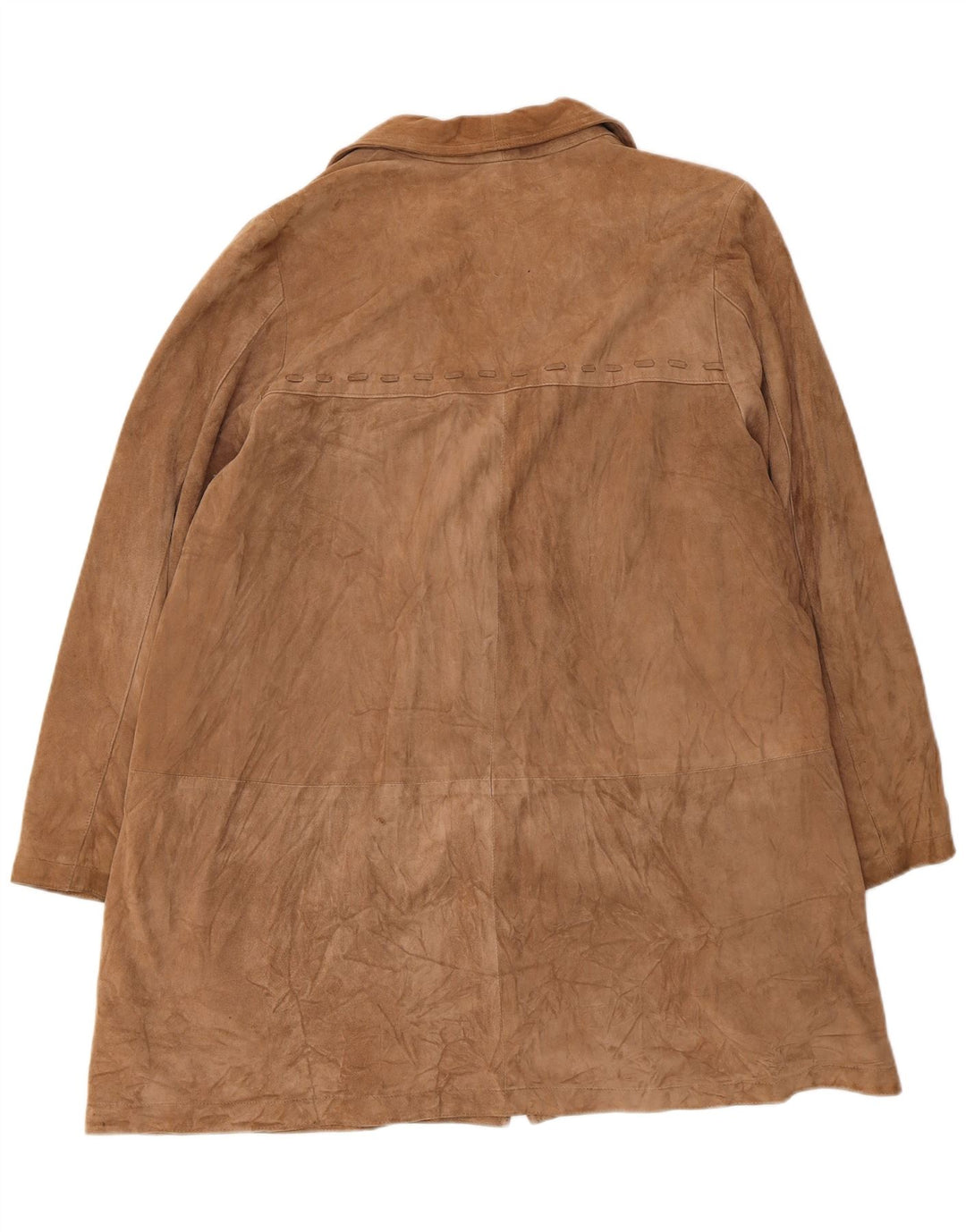 Vintage mujer ante abrigo Reino Unido 14 cuero beige medio