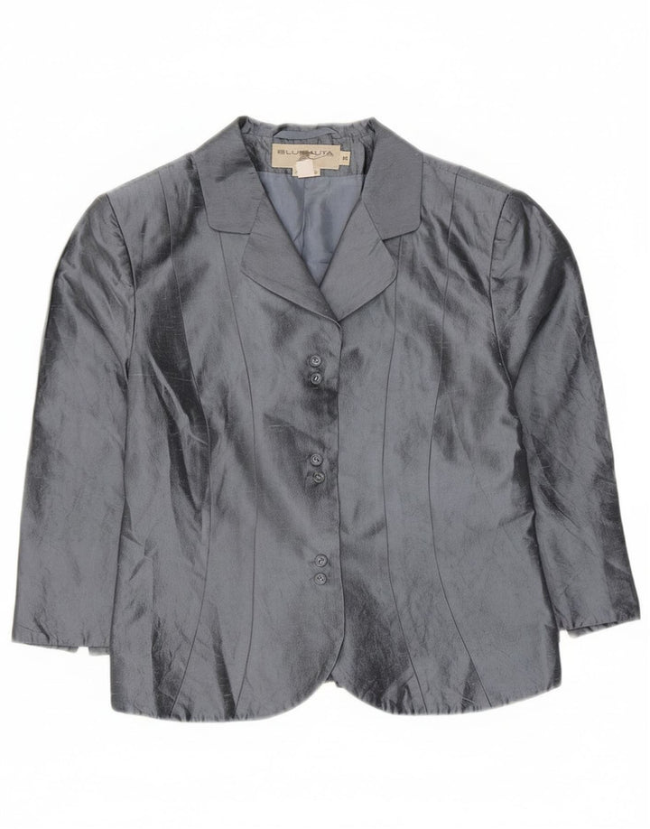 Blunauta Chaqueta corta para mujer con 6 botones IT 42 Seda gris medio