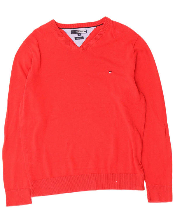 Tommy Hilfiger Jersey con Cuello en V para Hombre de algodón Rojo Medio