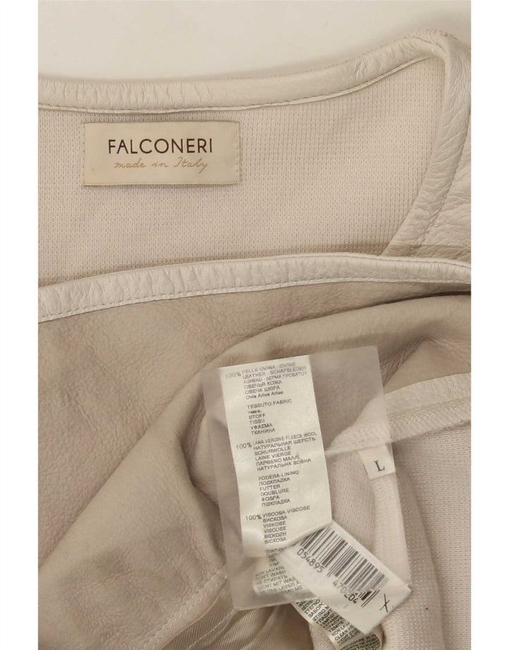 Falconeri Chaqueta de cuero para mujer Reino Unido 44 Grande Beige