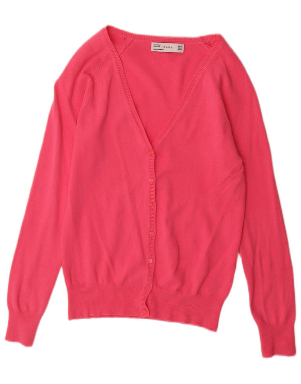 Zara Mujer Cárdigan Suéter UK 12 Algodón Rosa Medio