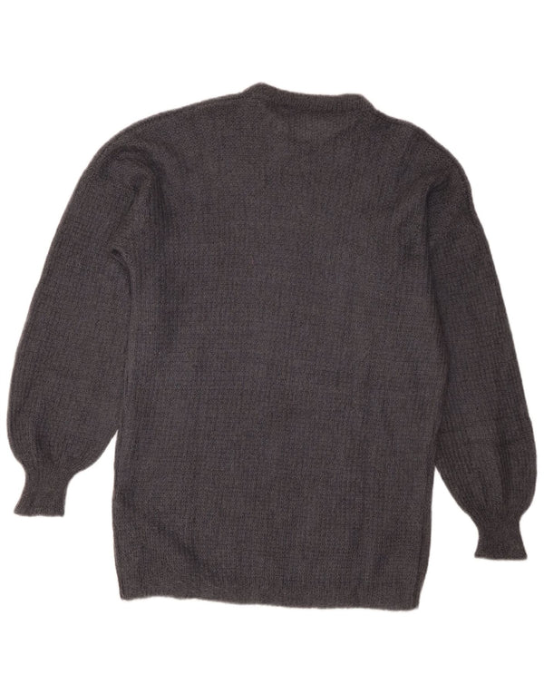 Vintage mujer cuello redondo jersey suéter Reino Unido 16 gris grande