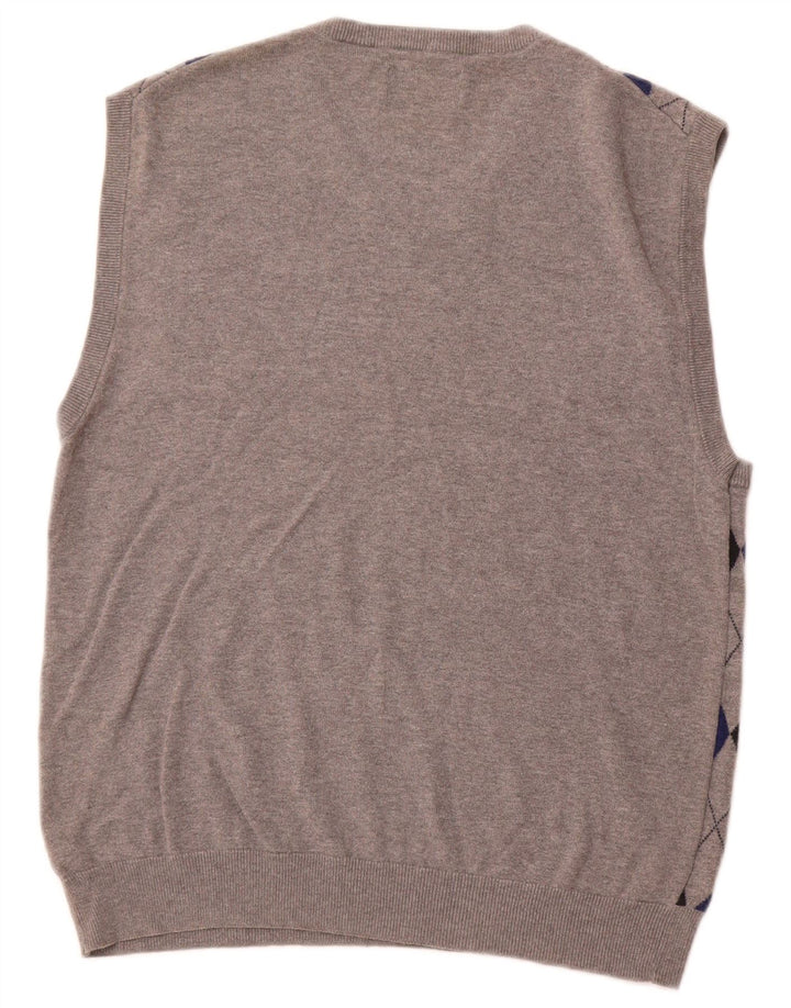 CHAPS Chaleco para hombre Camiseta sin mangas Grande Gris Argyle/Diamond Algodón