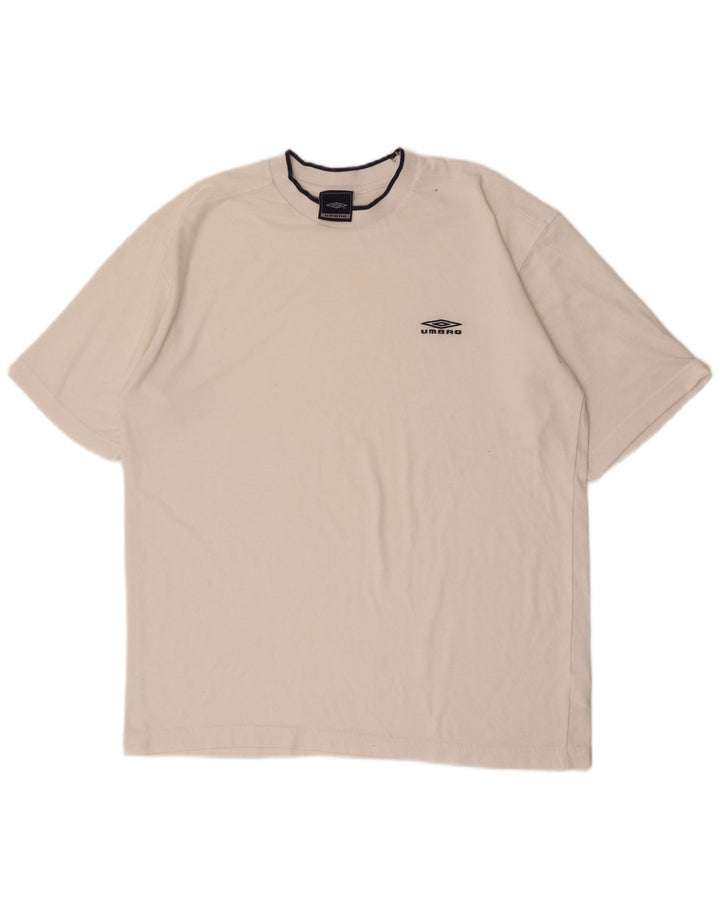 Umbro Camiseta gráfica para hombre Top grande de poliéster blanco roto