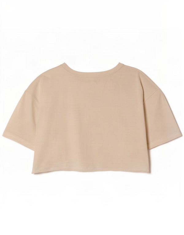 Zara Mujer Crop Camiseta Top UK 44 Medio Algodón Blanco