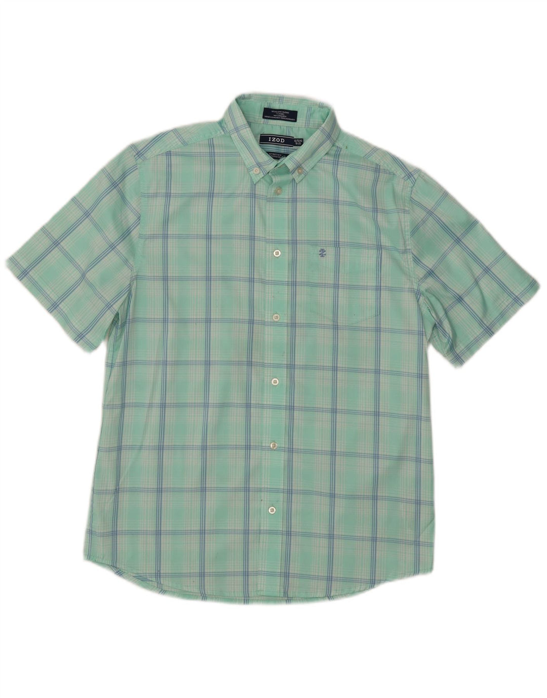 Izod Camisa Manga Corta Niño 15-16 Años XL Cuadros Turquesa Poliéster