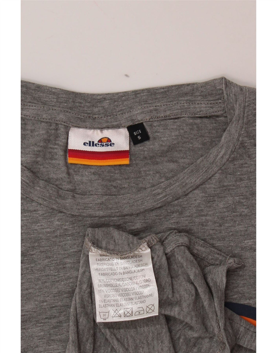 ELLESSE Camiseta gráfica para mujer Top UK 10 Pequeño algodón moteado gris