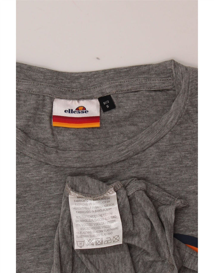ELLESSE Camiseta gráfica para mujer Top UK 10 Pequeño algodón moteado gris
