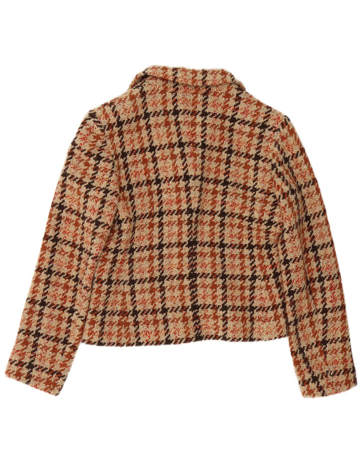 Marella Chaqueta Blazer para Mujer Reino Unido 42 Marrón Medio Pata de Gallo Clásica
