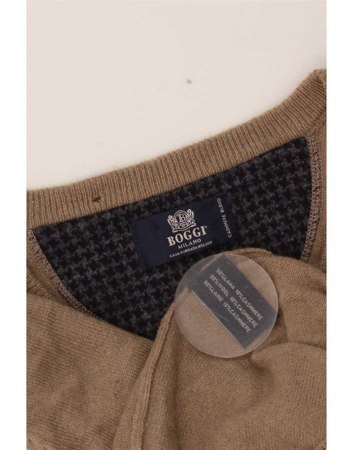 Boggi Jersey Con Cuello En V De Lana Beige Small Hombre