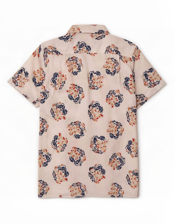 Camisa de manga corta Gas para hombre de algodón floral blanco grande