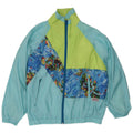 Vintage mujer patrón abstracto chaqueta de lluvia IT 40/42 azul medio