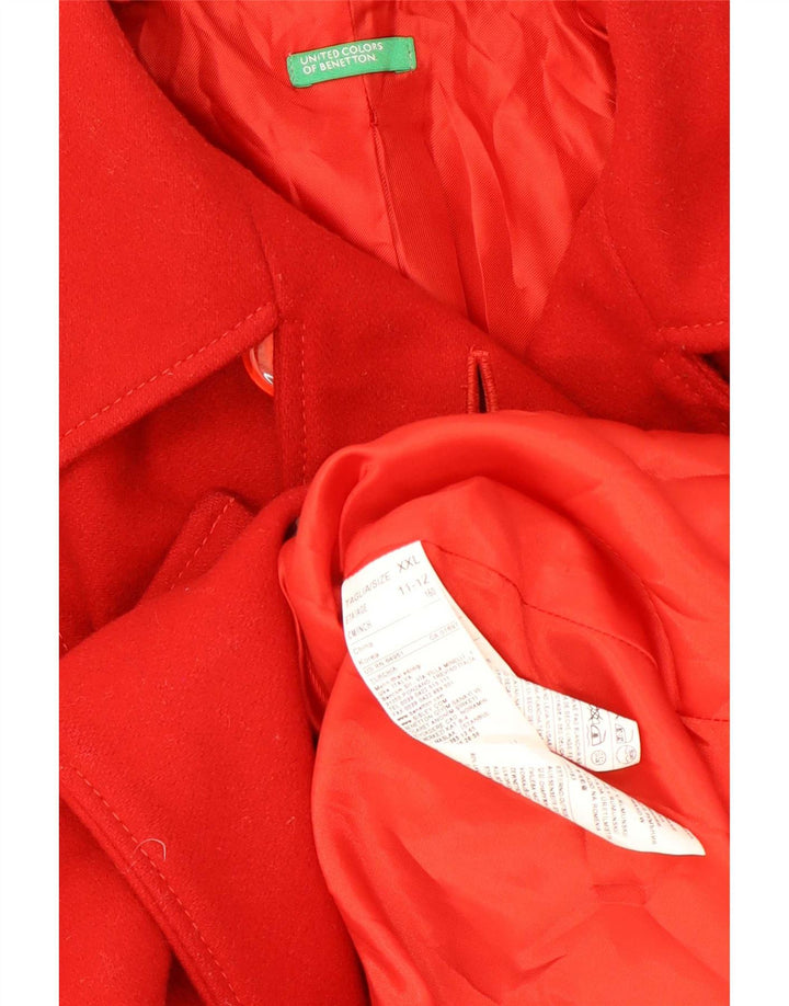 Benetton Chaquetón Niña 11-12 Años 2XL Lana Roja