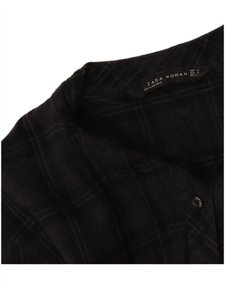 Zara Vestido Recto De Manga Larga Para Mujer UK 44 Cuadro Gris Medio