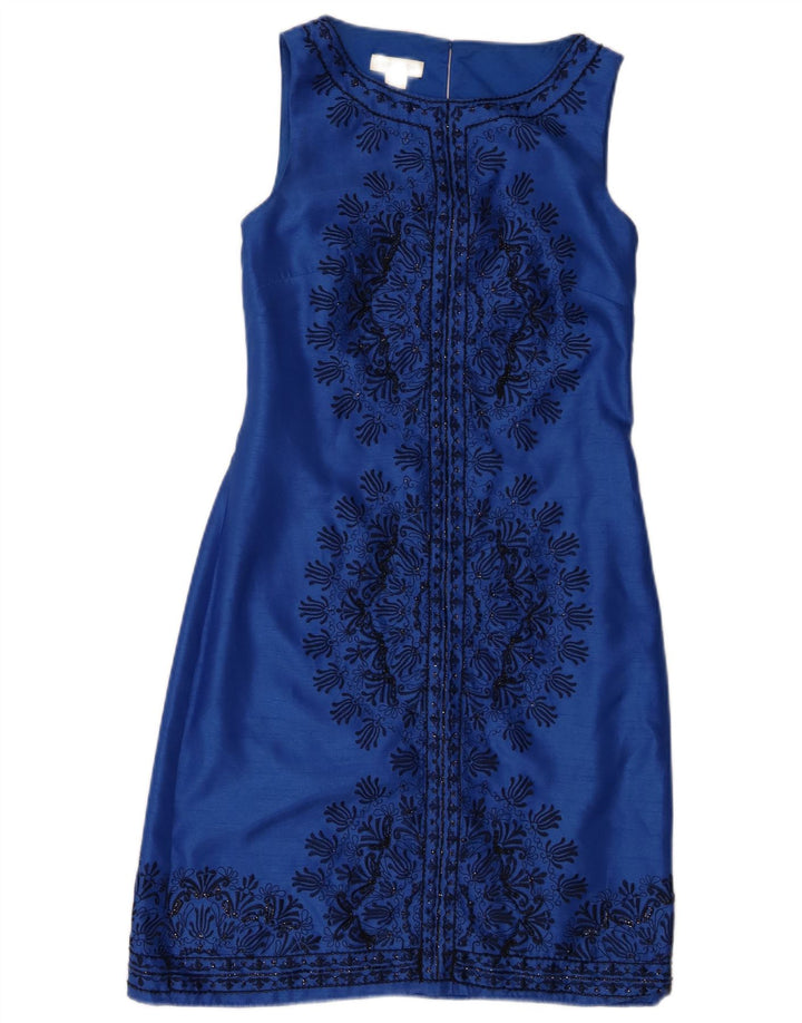 Monsoon Vestido tubo sin mangas para mujer UK 8 Small Azul Paisley Poliéster