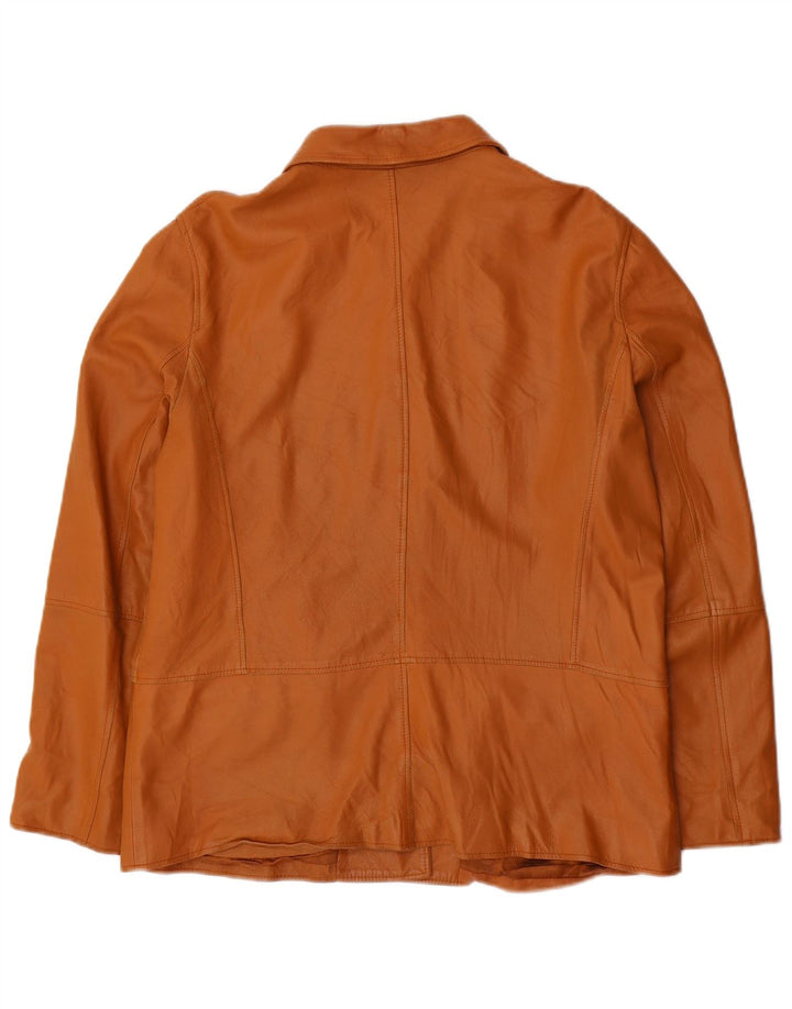 Marella Chaqueta de cuero para mujer UK 46 Cuero marrón grande