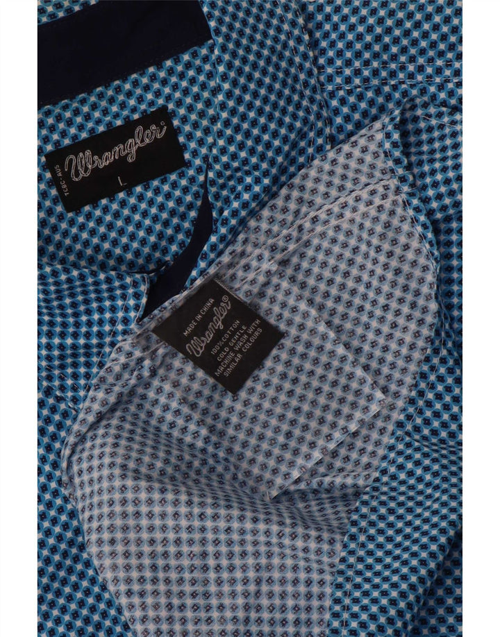 Wrangler Camisa De Manga Corta Para Hombre Algodón Geométrico Azul Grande