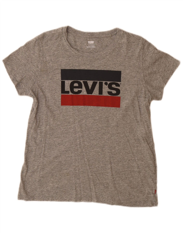 Levi's Camiseta gráfica para mujer Top UK 44 Algodón gris grande