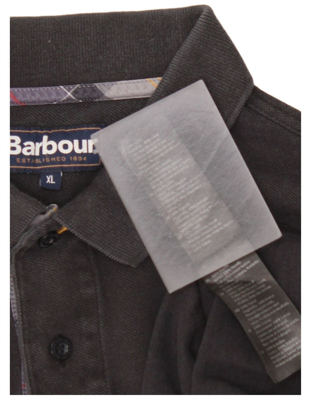 BARBOUR Polo Manga Larga Hombre XL Algodón Negro