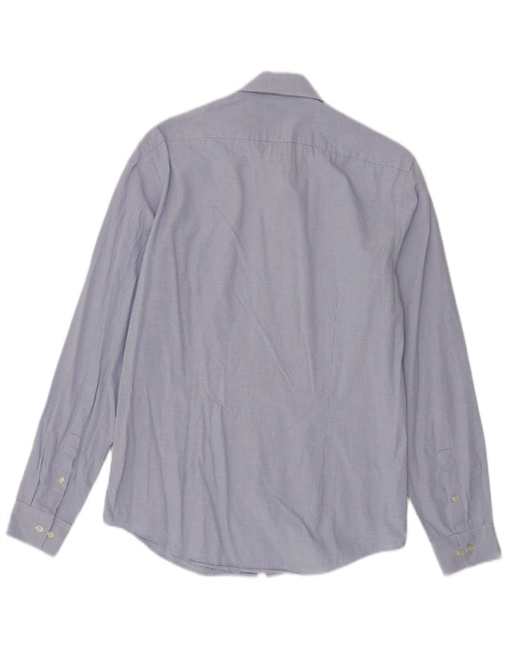 Calvin Klein Camisa ajustada para hombre Talla 38 15 Algodón a cuadros azul mediano