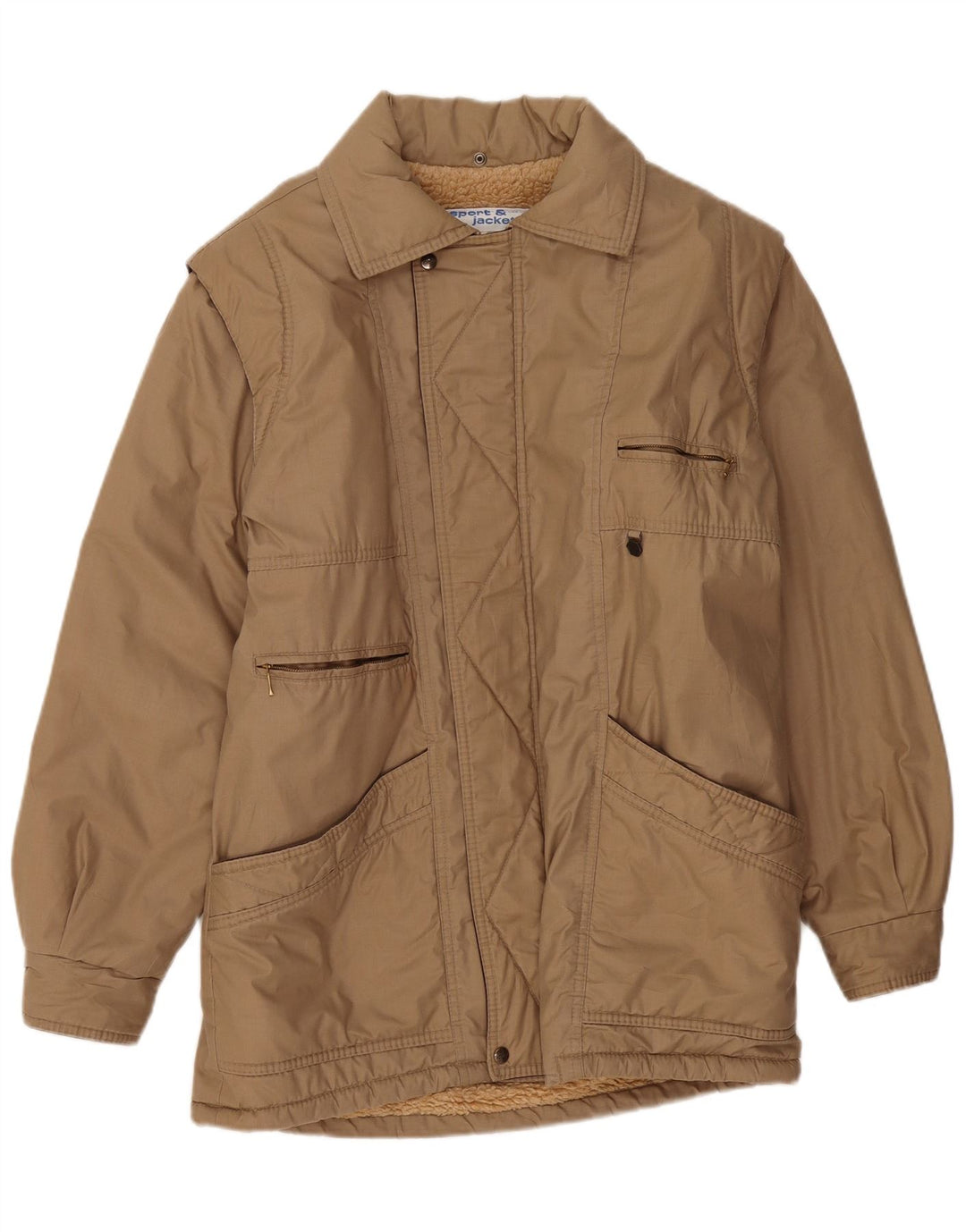 Polbot Chaqueta Sherpa para hombre Reino Unido 40 Grande Algodón beige