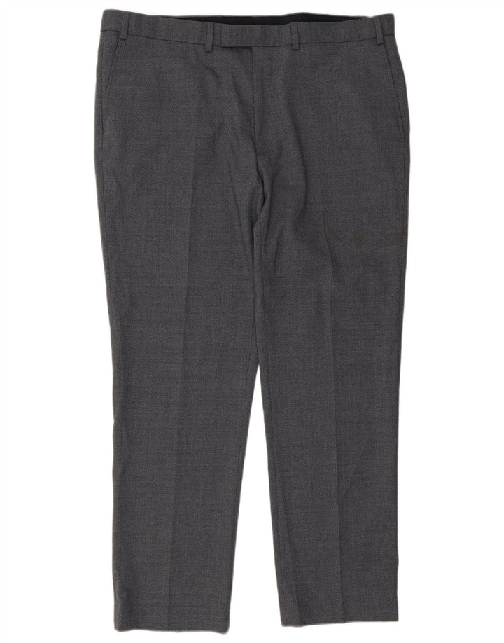 Marks & Spencer Pantalón de traje regular para hombre W40 L31 Poliéster azul