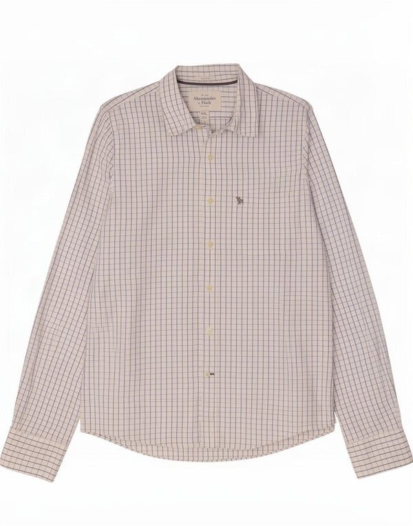 Abercrombie & Fitch Camisa musculosa para hombre 2XL Algodón a cuadros blancos