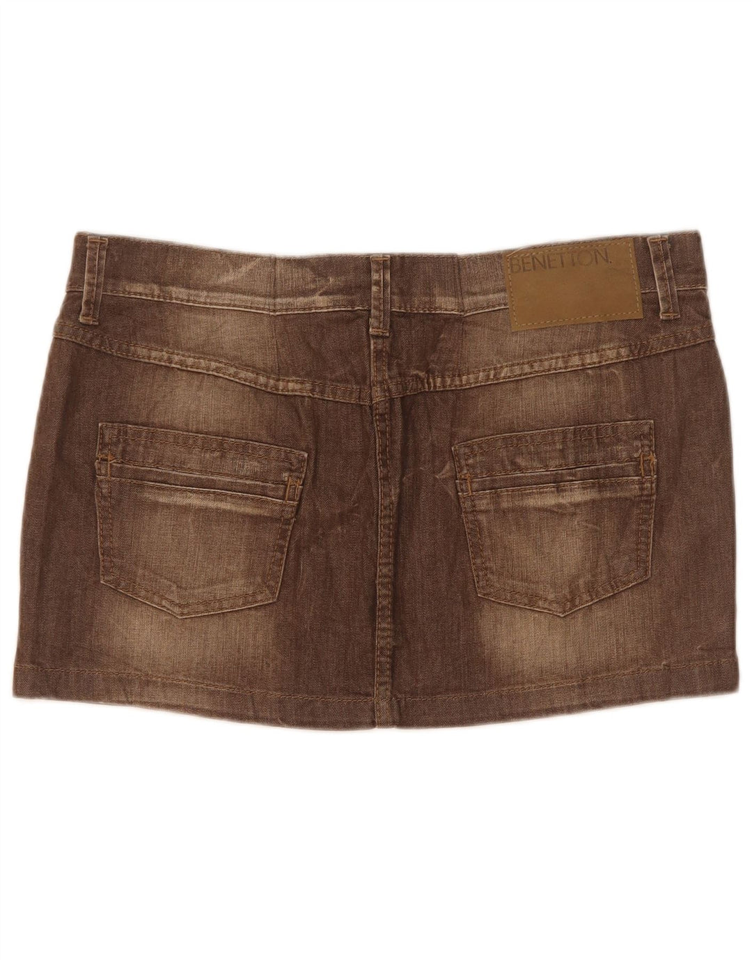 Benetton Minifalda Vaquera De Talle Bajo W31 Marrón Medio