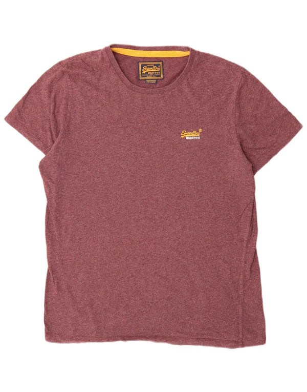 Superdry Hombre Camiseta Top XL Borgoña Algodón