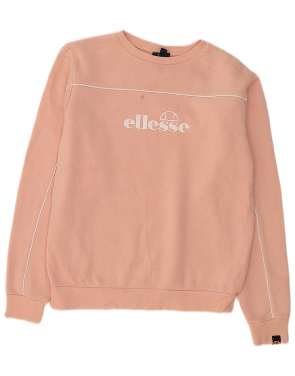 Ellesse Mujer Gráfico Sudadera De Gran Tamaño Jersey UK 10 Small Naranja