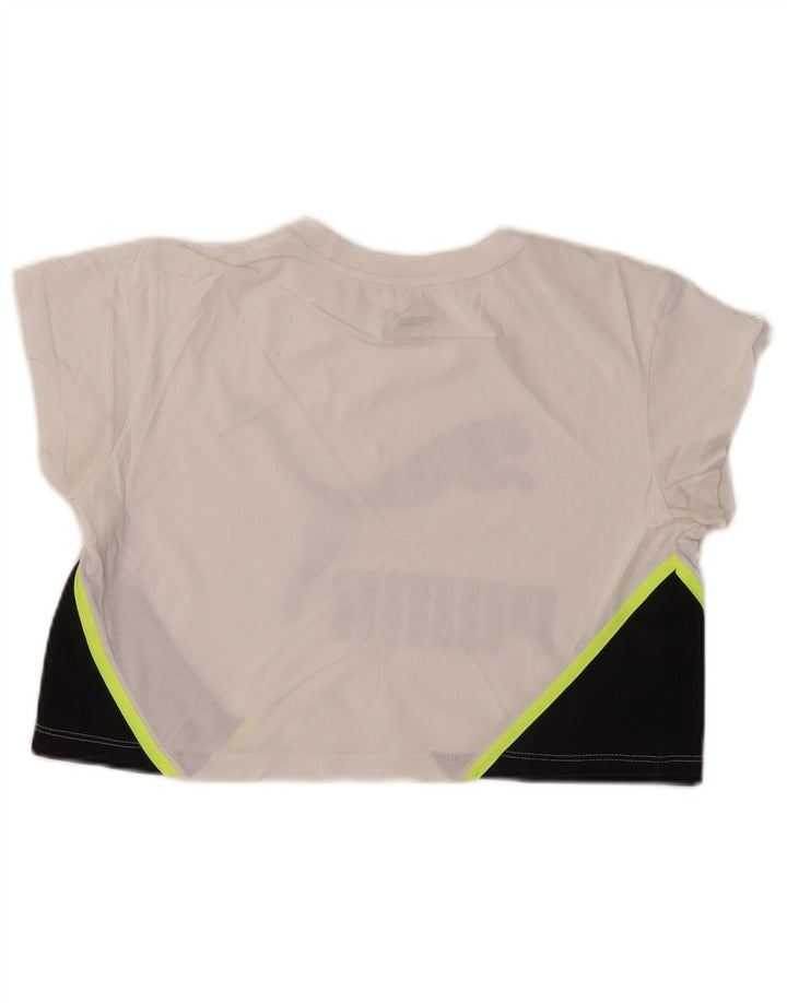 PUMA Camiseta corta extragrande con gráfico para mujer UK 2 2XS Blanco Colorblock