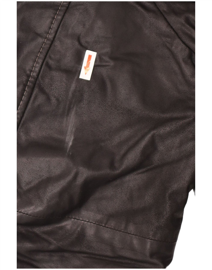 Abrigo de cuero vintage para hombre IT 58 4XL cuero negro
