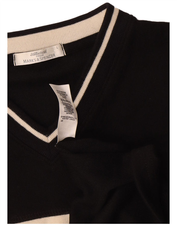 Marks & Spencer Camiseta St. Michael de manga larga para hombre, talla grande, color negro