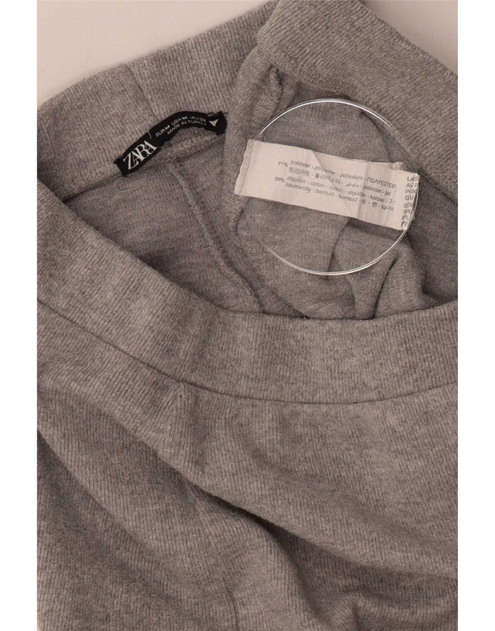 Zara Mujer Pantalones De Chándal De Pernera Ancha UK 42 Poliéster Gris Medio