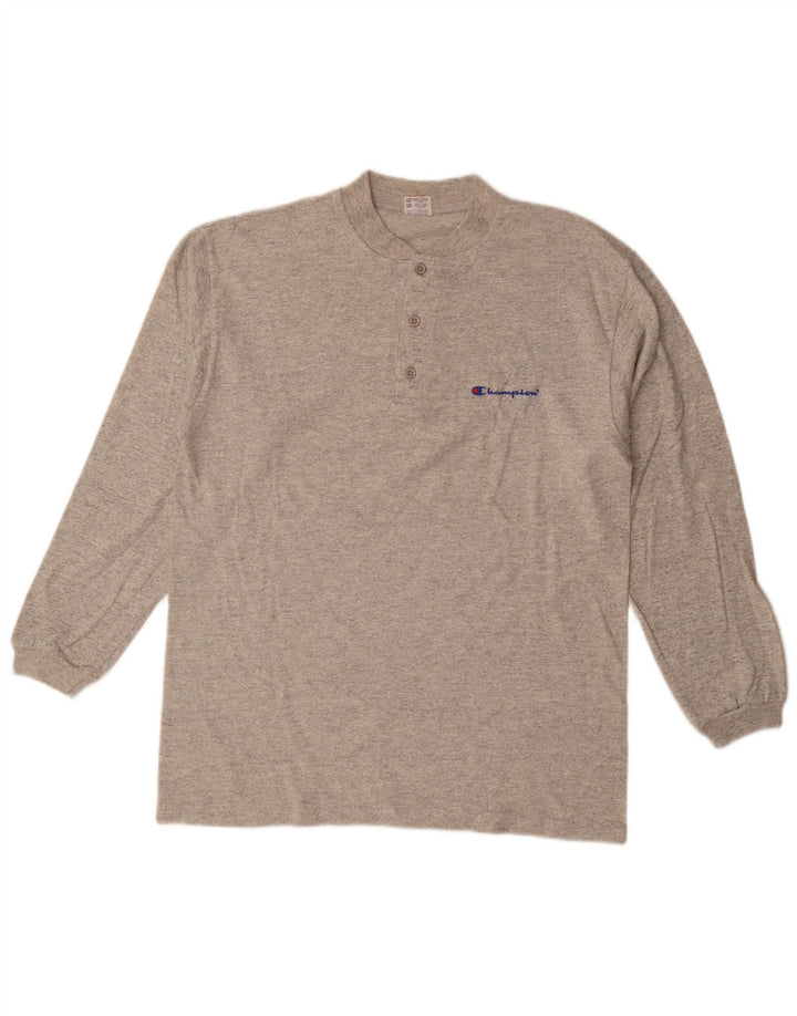 Camiseta Champion Hombre Manga Larga Algodón Gris Medio