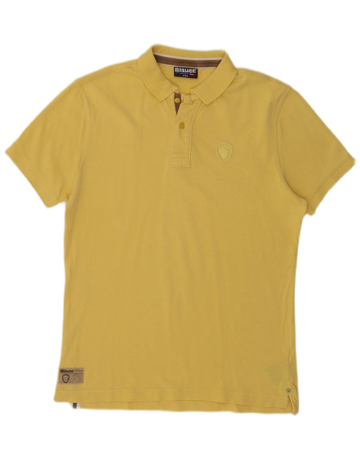 BLAUER Polo para hombre de algodón amarillo grande