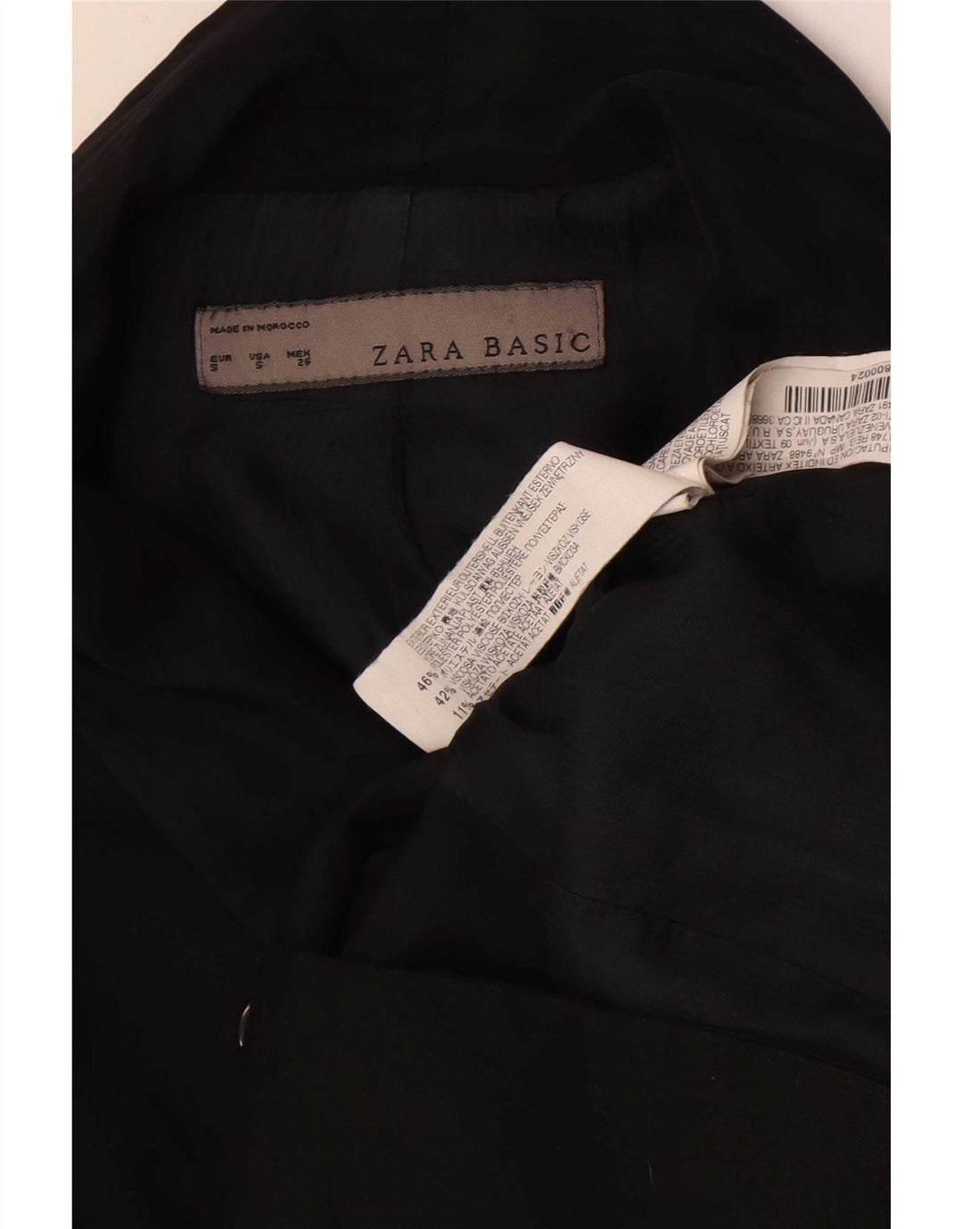 Zara Mujer Chaqueta Blazer De 1 Botón UK 10 Small Poliéster Negro