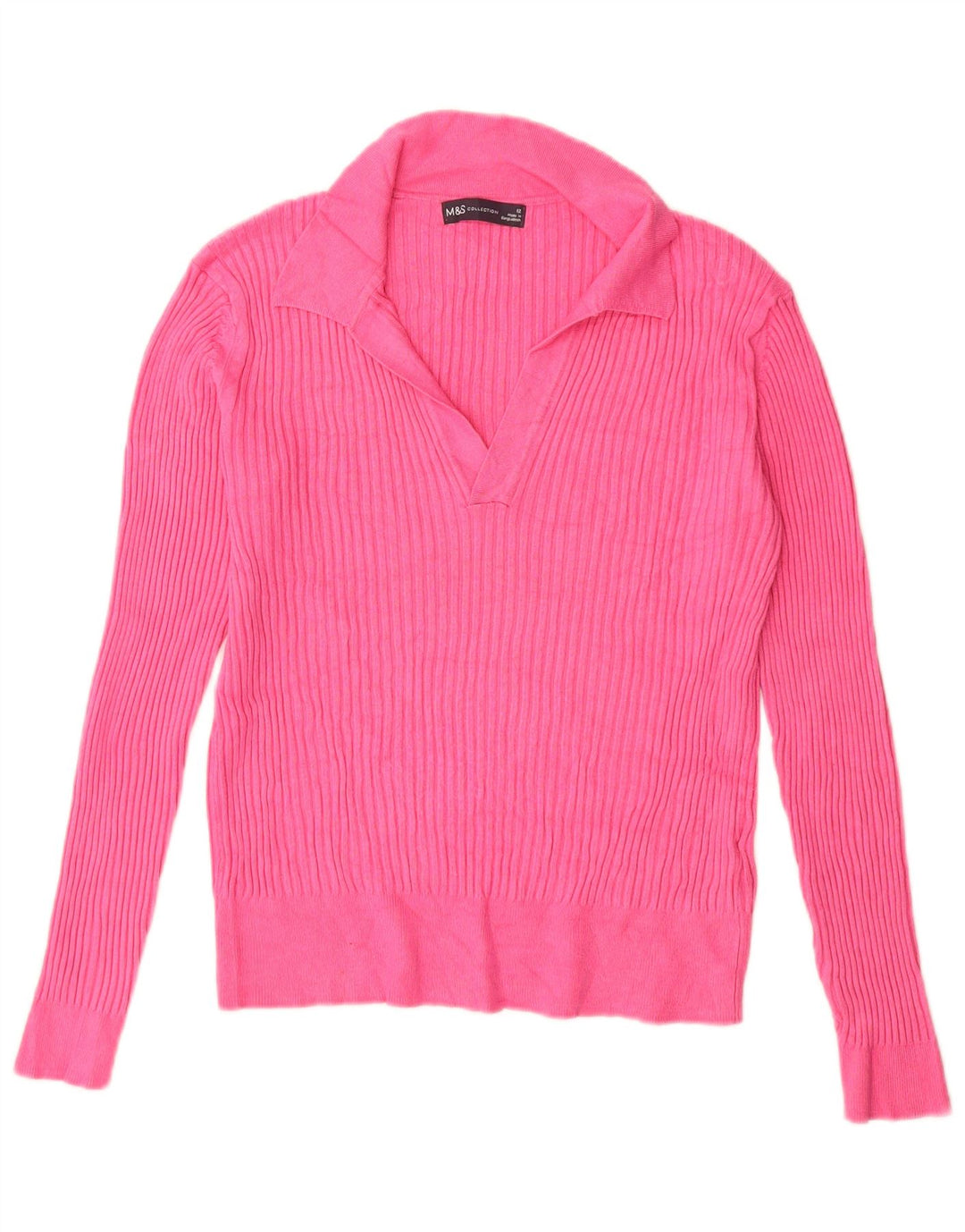 Marks & Spencer - Jersey de cuello polo para mujer, talla 40, viscosa rosa mediana