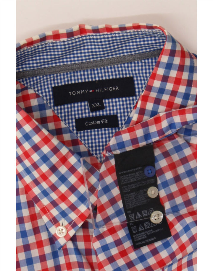 Tommy Hilfiger Camisa de ajuste personalizado para hombre 2XL Algodón a cuadros rojo