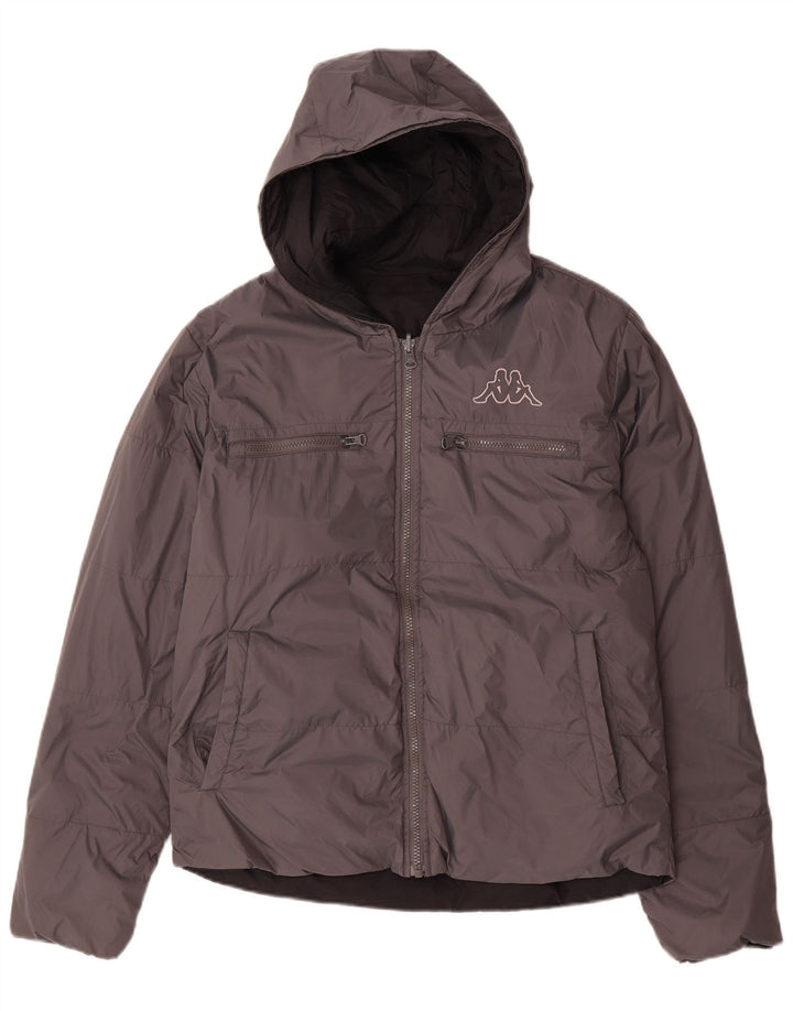 Chaqueta Acolchada Reversible Con Capucha Para Mujer Kappa UK 44 Nylon Gris Medio