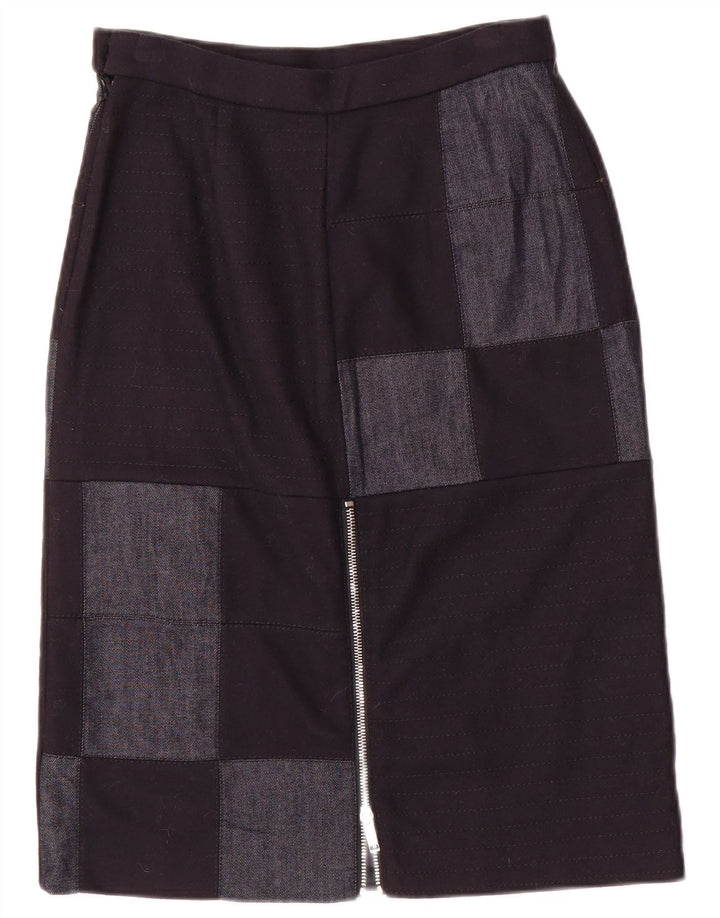 Falda midi para mujer Iceberg IT 40 Small W26 Azul marino Patchwork Nylon