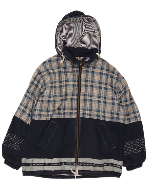 Chaqueta cortavientos con capucha y gráfico Whisper para hombre UK 40 Large Navy Blue Check